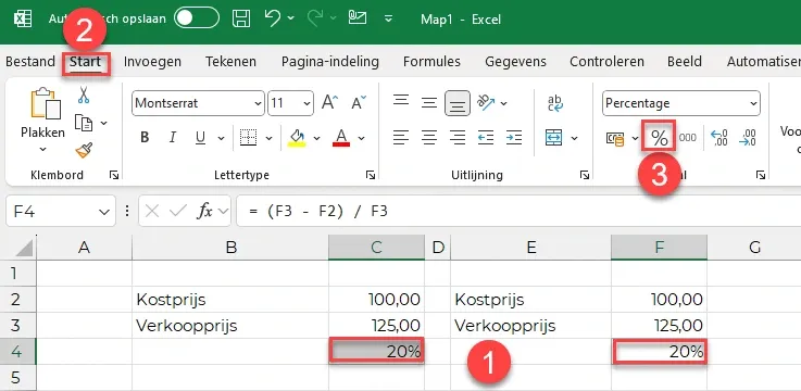 Een getal als percentage weergeven in Excel