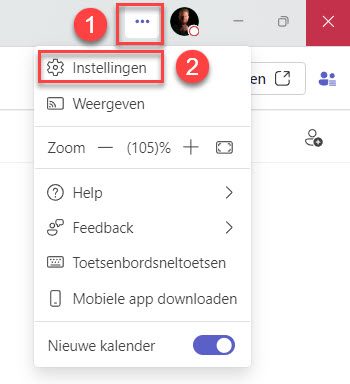 Open Microsoft Teams Instellingen