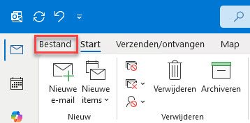 Ga naar instellingen via bestand in Outlook