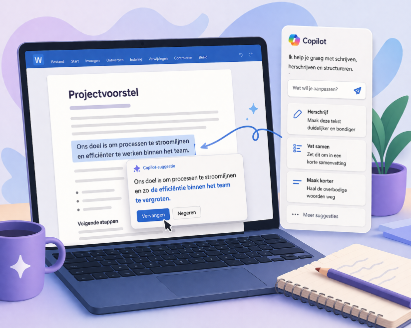 Moderne werkplek met AI-assistent
